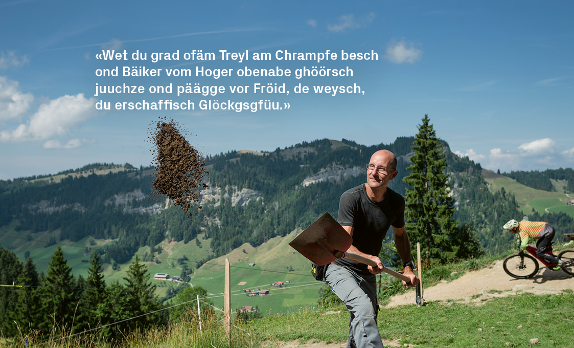  Stefan Wittwer bereitet den Biketrail vor.